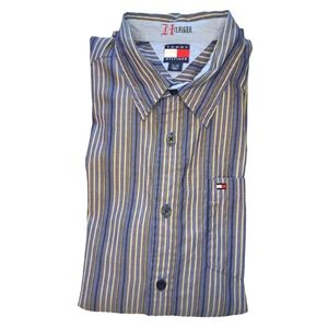 Tommy Hilfiger Blue Striped Button Down Shirt Size XL